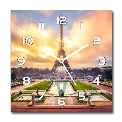 Orologio quadrato in vetro con decorazione a tema Torre Eiffel di Parigi
