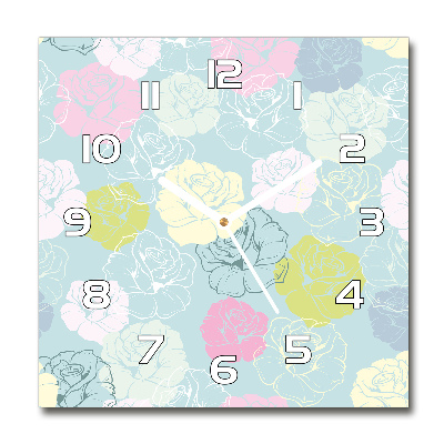 Orologio quadrato in vetro con motivo rosa