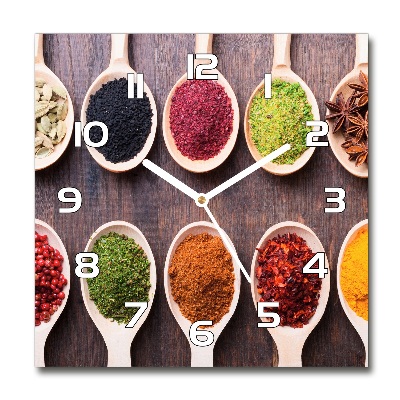 Orologio quadrato con quadrante decorato con motivi di spezie colorate