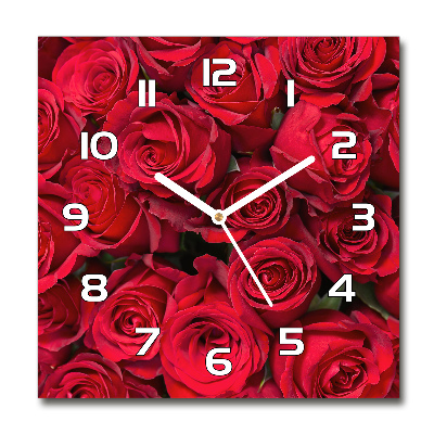 Orologio quadrato in vetro con motivo di rose rosse