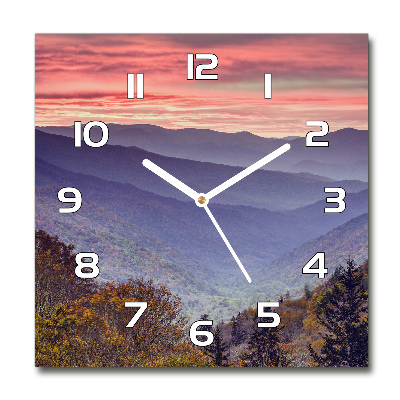 Orologio quadrato con motivo Tramonto sulle montagne