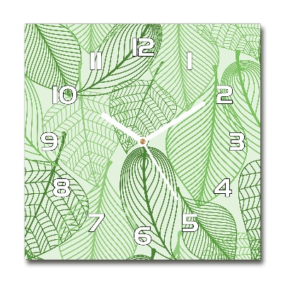 Orologio quadrato in vetro con motivo a foglie