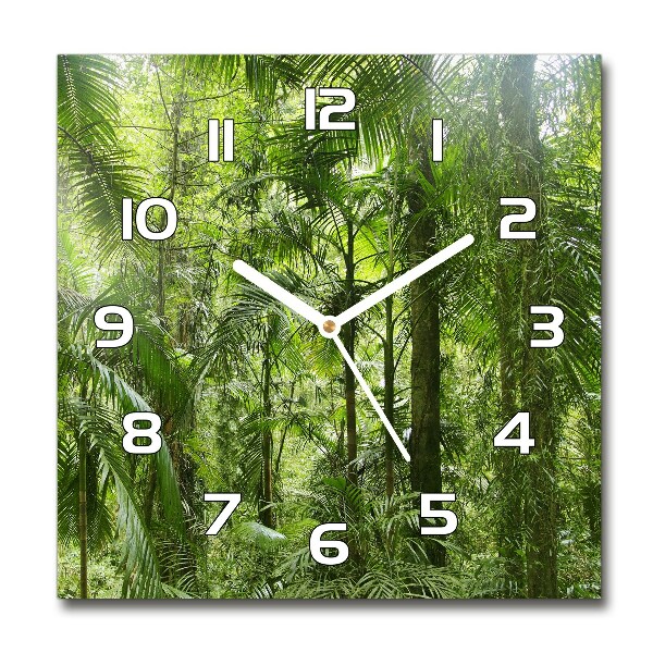 Orologio quadrato in vetro con quadrante con motivo foresta tropicale