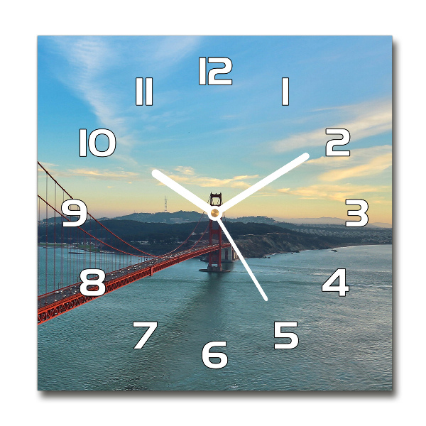 Orologio quadrato in vetro con stampa del Ponte di San Francisco