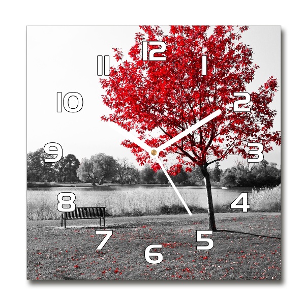Orologio quadrato con motivo di albero rosso