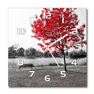 Orologio quadrato con motivo di albero rosso