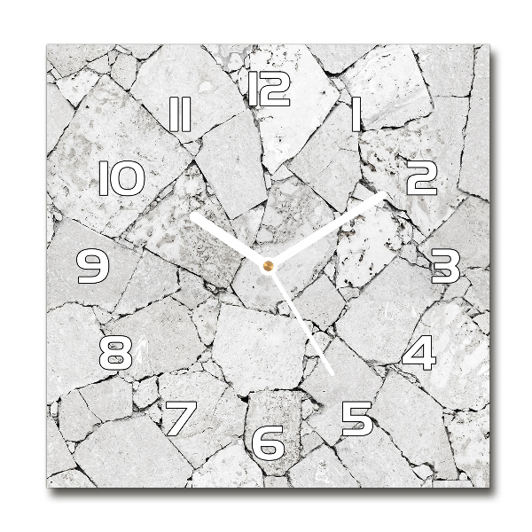 Orologio quadrato in vetro con motivo a muro di pietra