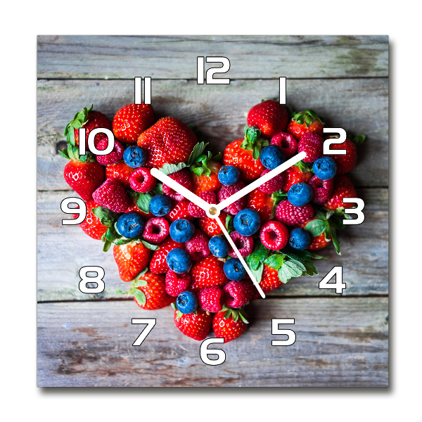 Orologio quadrato con motivo a cuore di frutta