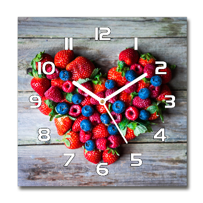 Orologio quadrato con motivo a cuore di frutta