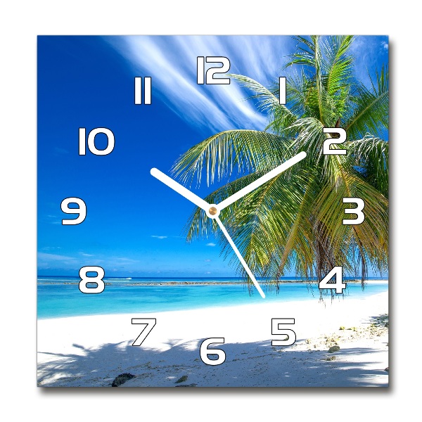 Orologio quadrato con motivo spiaggia tropicale