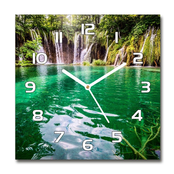 Orologio quadrato in vetro con decorazione ispirata al Lago di Plitvice