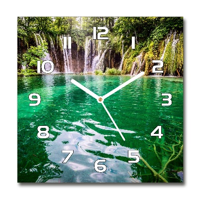 Orologio quadrato in vetro con decorazione ispirata al Lago di Plitvice