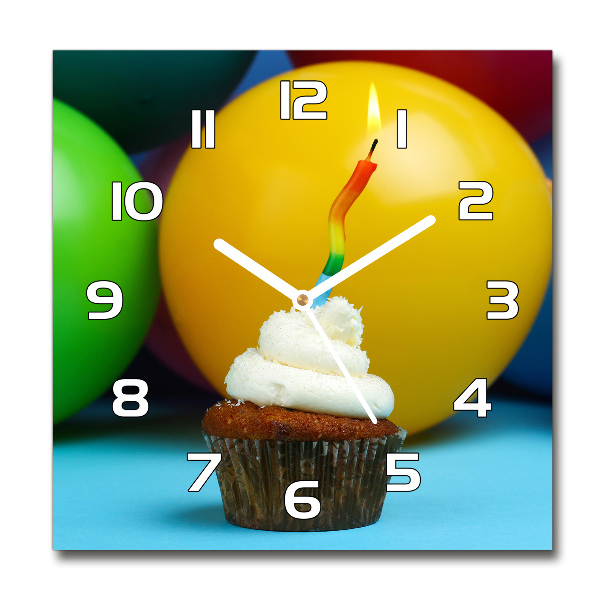 Orologio quadrato con motivo a cupcake di compleanno