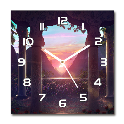 Orologio quadrato in vetro con motivo di architettura orientale