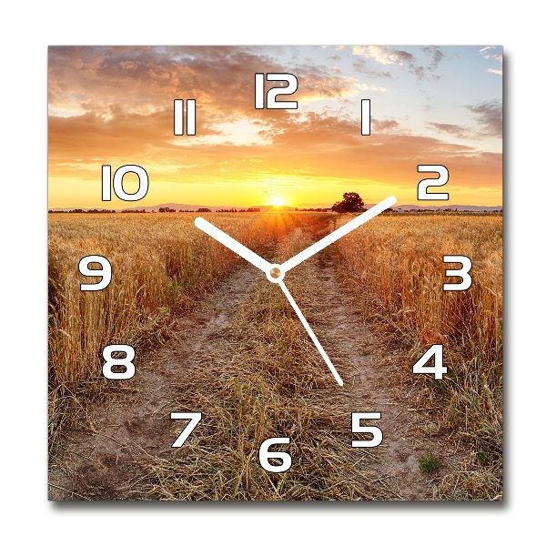 Orologio da parete quadrato con motivo Campo di grano