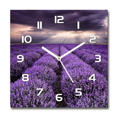 Orologio quadrato con quadrante decorato con un campo di lavanda