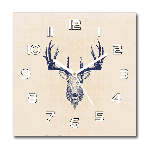 Orologio quadrato con quadrante decorato con zanna di cervo