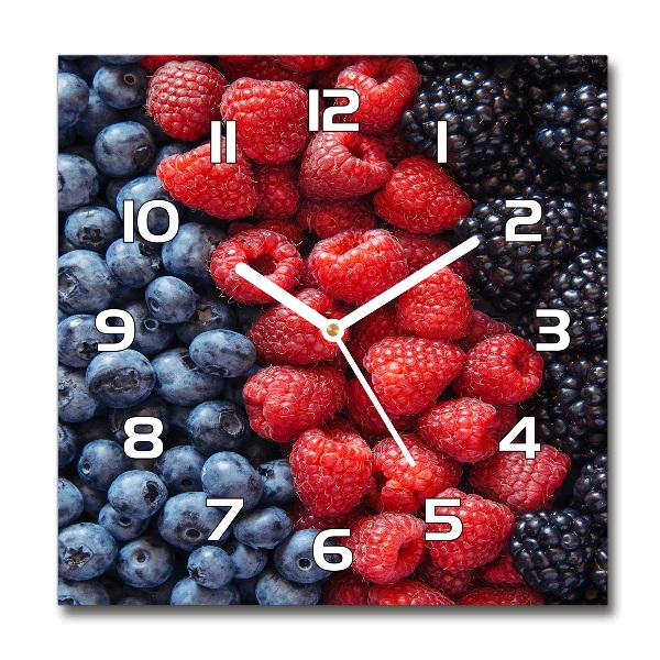 Orologio quadrato in vetro con motivo Frutti di bosco