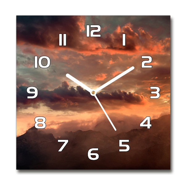 Orologio quadrato con motivo Tramonto sulle montagne