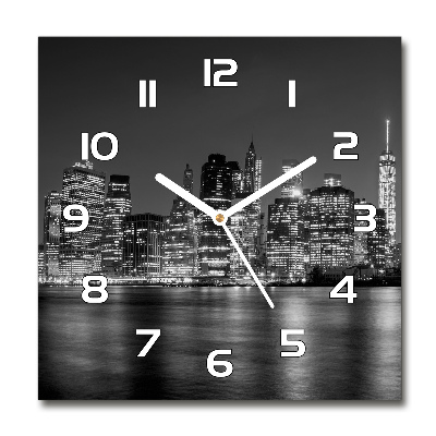 Orologio quadrato in vetro con motivo Manhattan di notte