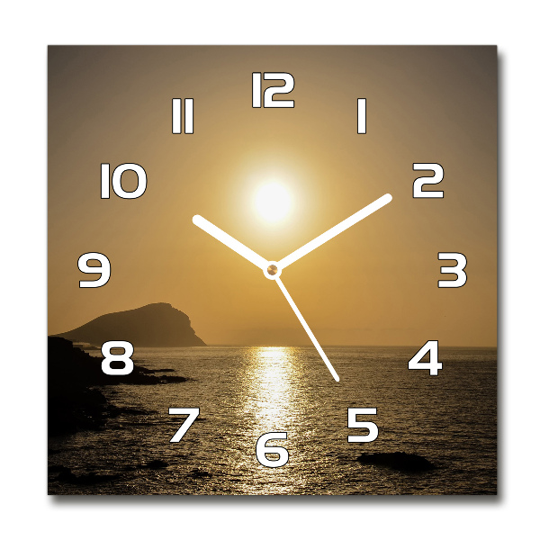 Orologio da parete quadrato con decoro mare al tramonto