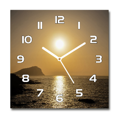Orologio da parete quadrato con decoro mare al tramonto