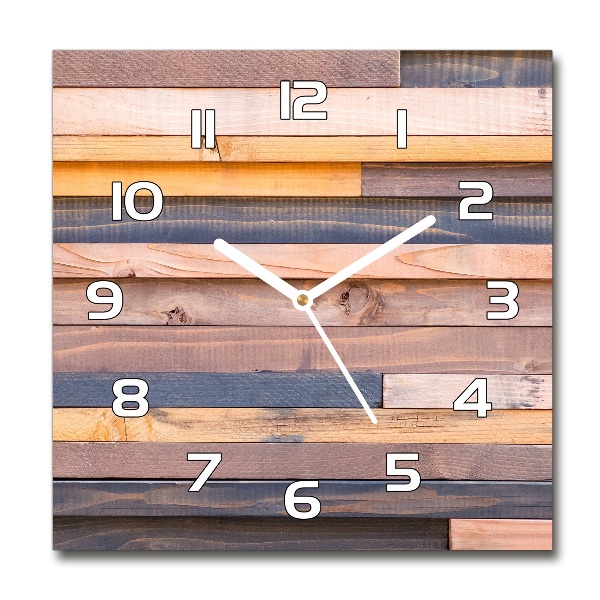 Orologio quadrato in vetro con cornice in legno per parete