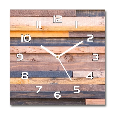 Orologio quadrato in vetro con cornice in legno per parete