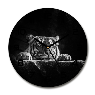 Orologio rotondo in vetro con motivo a tigre
