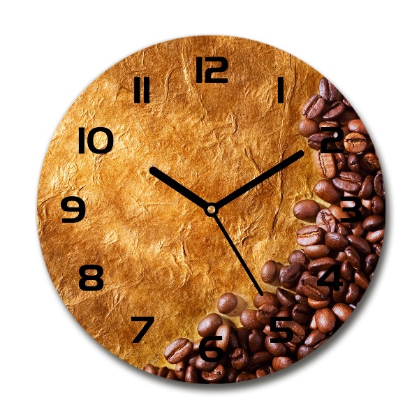 Orologio rotondo in vetro con motivo a chicchi di caffè