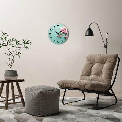 Orologio rotondo in vetro con motivo orchidea