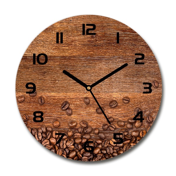 Orologio rotondo in vetro con decorazione a motivo di chicchi di caffè