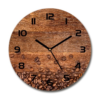 Orologio rotondo in vetro con decorazione a motivo di chicchi di caffè