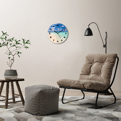 Orologio rotondo in vetro con motivo della spiaggia alle Maldive