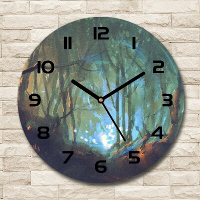 Orologio da parete rotondo con motivo Foresta mistica