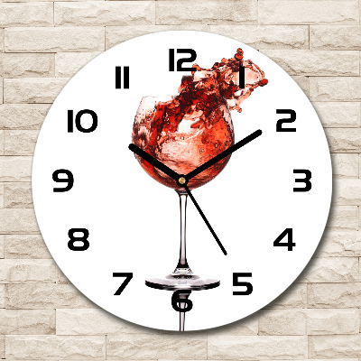 Orologio rotondo in vetro con quadrante decorato con motivo a bicchiere di vino