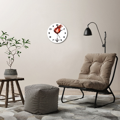 Orologio rotondo in vetro con quadrante decorato con motivo a bicchiere di vino
