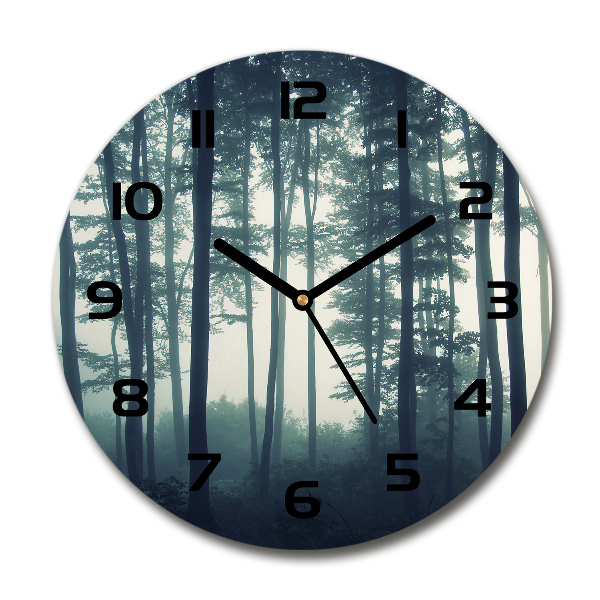 Orologio rotondo con motivo «Nebbia nella foresta»