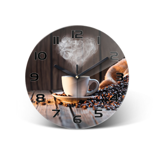 Orologio da parete rotondo con motivo a tazza di caffè