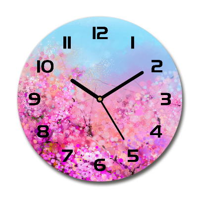 Orologio rotondo in vetro con quadrante decorato con fiori di ciliegio