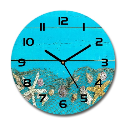 Orologio da parete rotondo con decorazione con stelle marine e conchiglie
