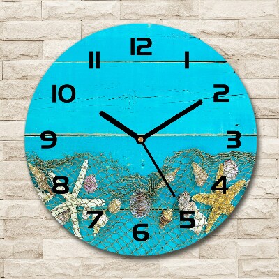 Orologio da parete rotondo con decorazione con stelle marine e conchiglie
