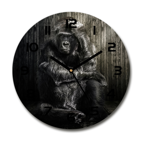 Orologio rotondo in vetro con motivo Gorilla