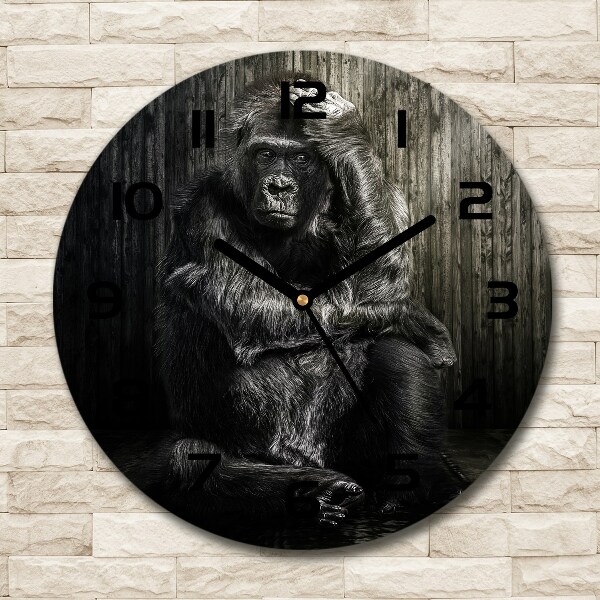Orologio rotondo in vetro con motivo Gorilla