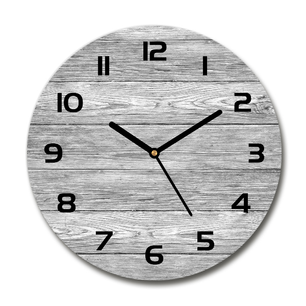 Orologio rotondo in vetro con quadrante con sfondo in legno