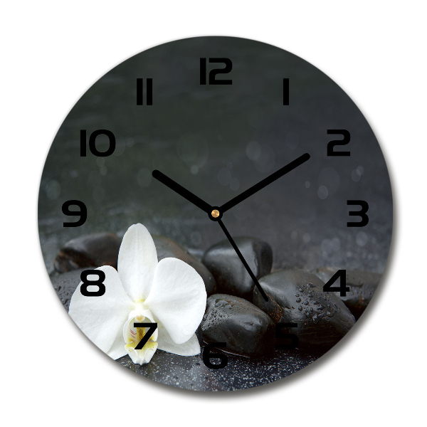 Orologio rotondo in vetro con quadrante con motivo orchidea