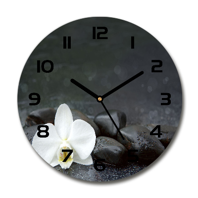 Orologio rotondo in vetro con quadrante con motivo orchidea