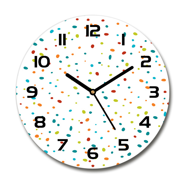 Orologio rotondo in vetro con puntini colorati sul quadrante