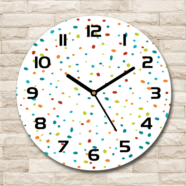 Orologio rotondo in vetro con puntini colorati sul quadrante