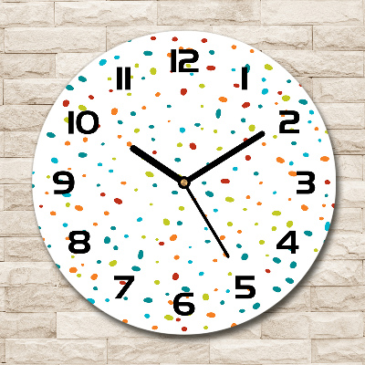Orologio rotondo in vetro con puntini colorati sul quadrante